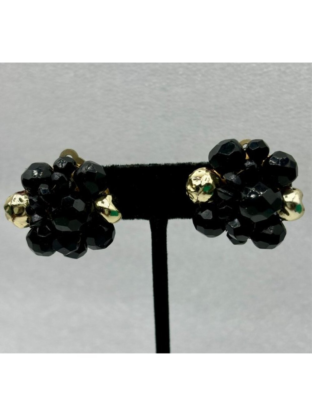 1960s Schiaparelli Faceted Crystal Cluster Clip Earrings-Signed